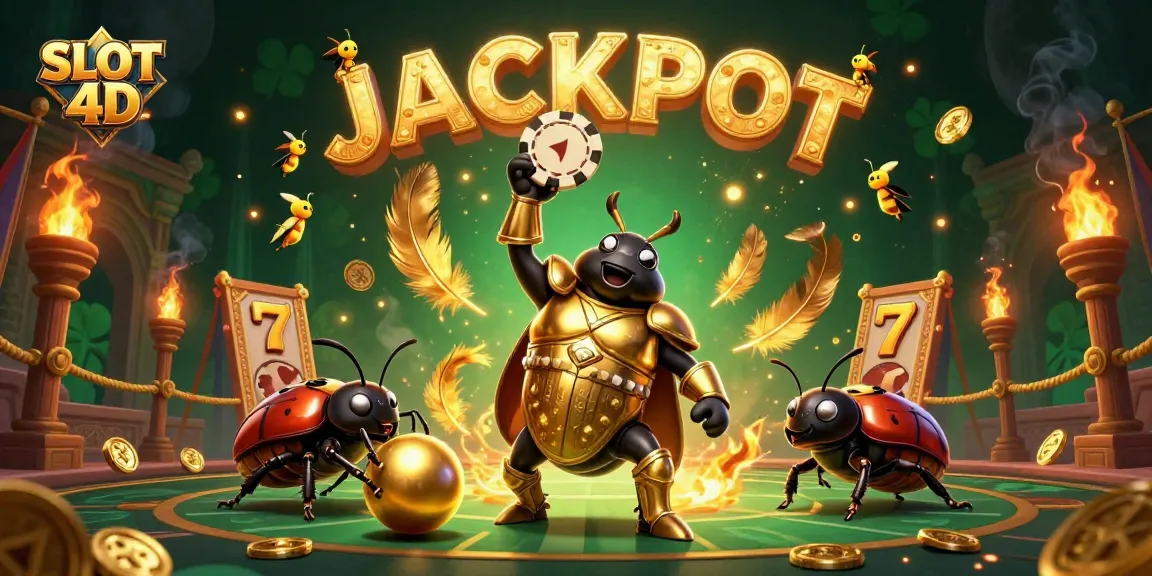 Experience the thrill of SLOT 4D action with vibrant casino elements and dynamic characters celebrating a jackpot.