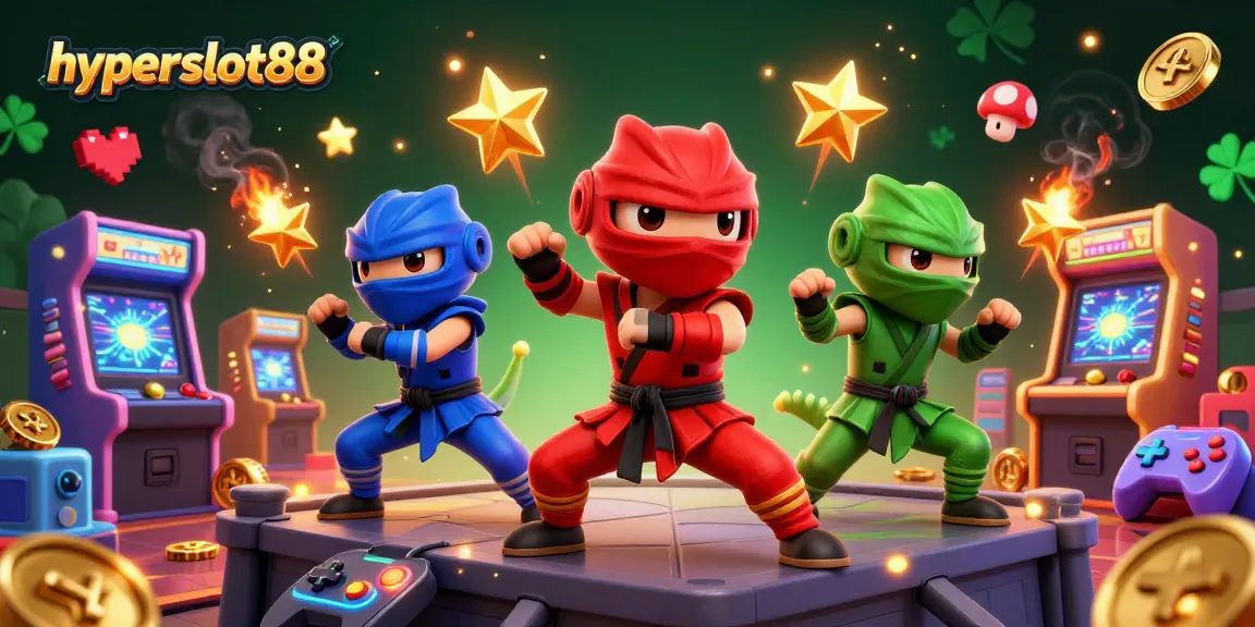 Engage with hyperslot88 as colorful ninja chameleons embody casino excitement in this dynamic 3D art.