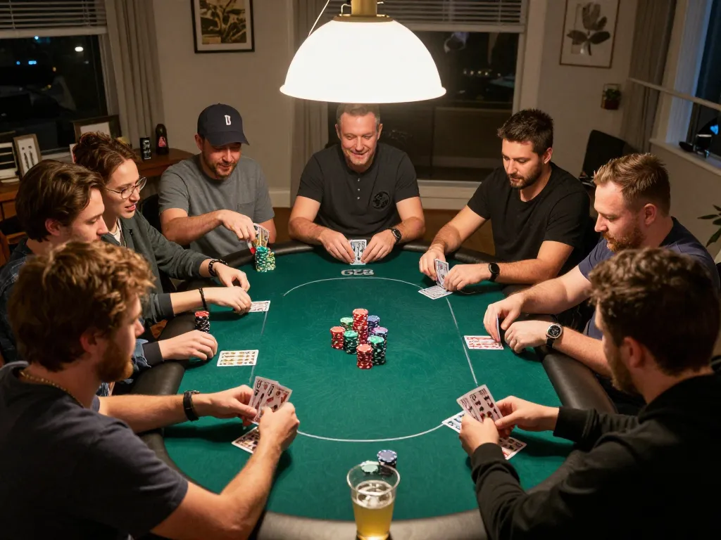 Engaged players exploring strategic decisions during a g28 game night, showcasing a lively poker atmosphere.