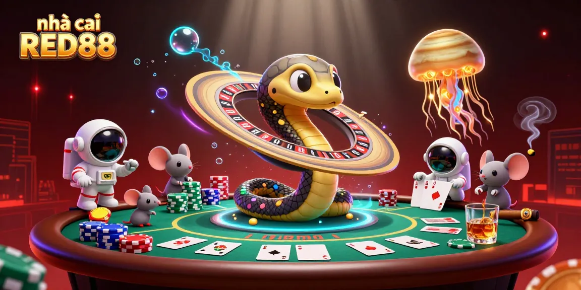 Experience betting excitement with nhà cái RED88 in a vibrant cosmic casino scene.