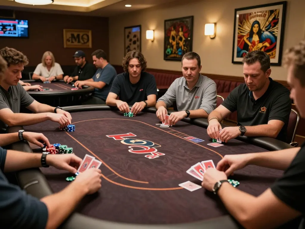 MM88 poker night featuring players in action with chips and cards on a lively table