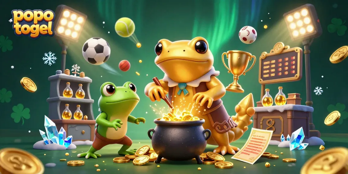 Experience exciting gameplay in popo togel with golden coins and vibrant sports elements dynamically floating around