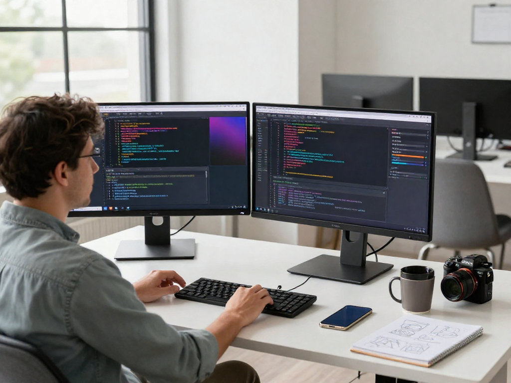 bd188: Developer sa modernong workspace gamit ang tools para sa software development.