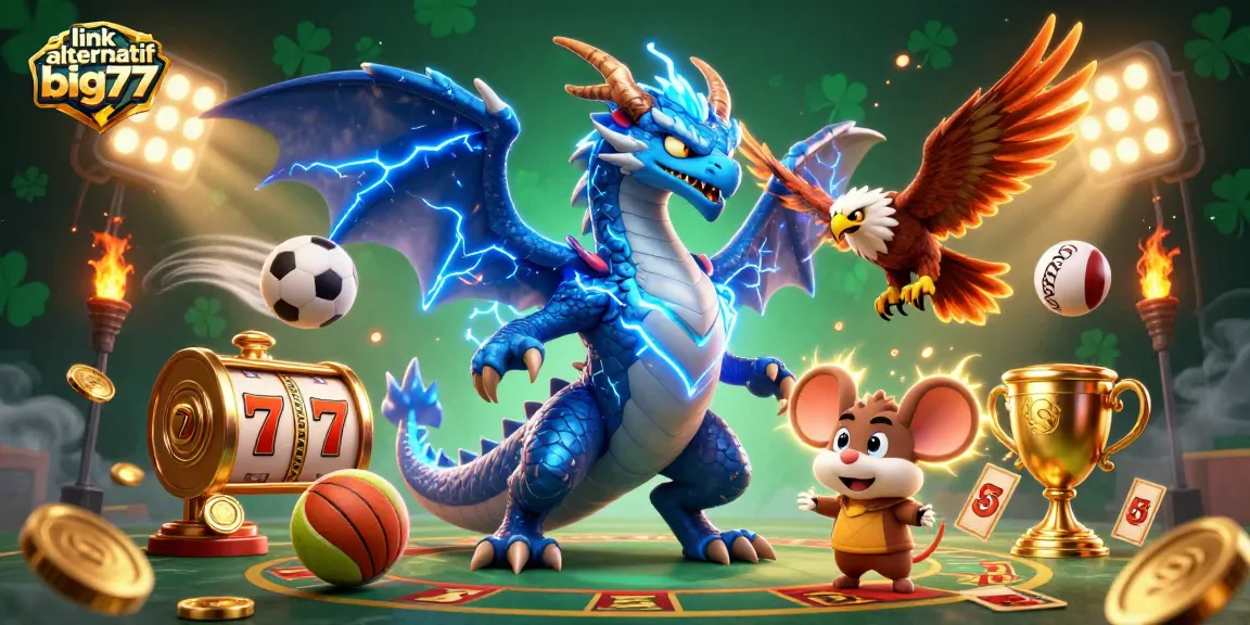 Experience winning strategies with link alternatif big777 as dynamic sports elements surround mythical characters in a vibrant casino scene.