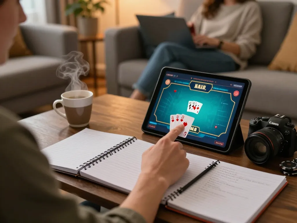 Player winning with a flush on badak178 poker game, showcasing strategy in a cozy home setting.