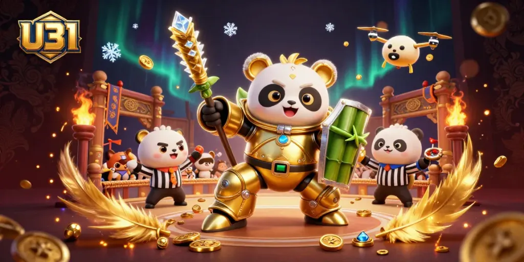 Experience thrilling gameplay with U31 as golden panda battles in a dynamic casino arena.