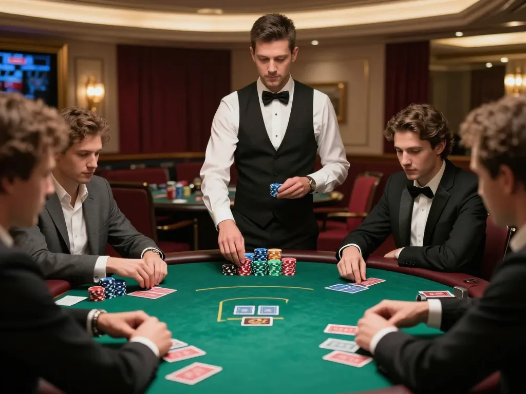 Players engaging intensely in a high-stakes poker game at Vaobet casino.