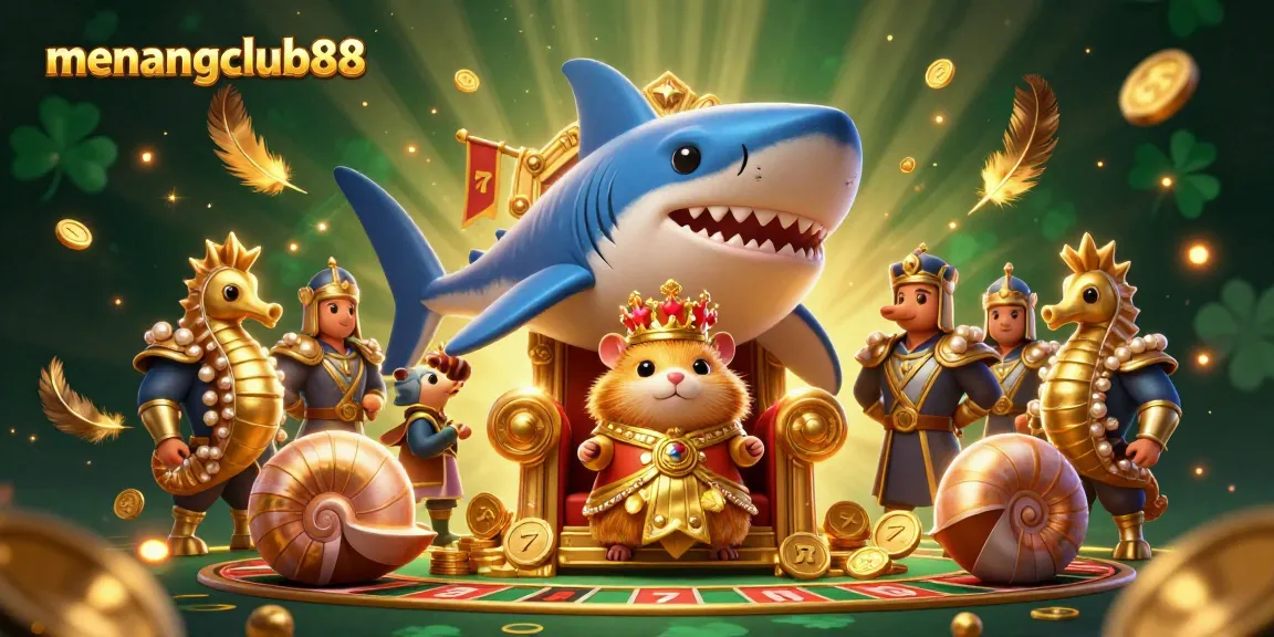Engage in the thrilling atmosphere of menangclub88's unique casino with vibrant characters and exciting game elements.