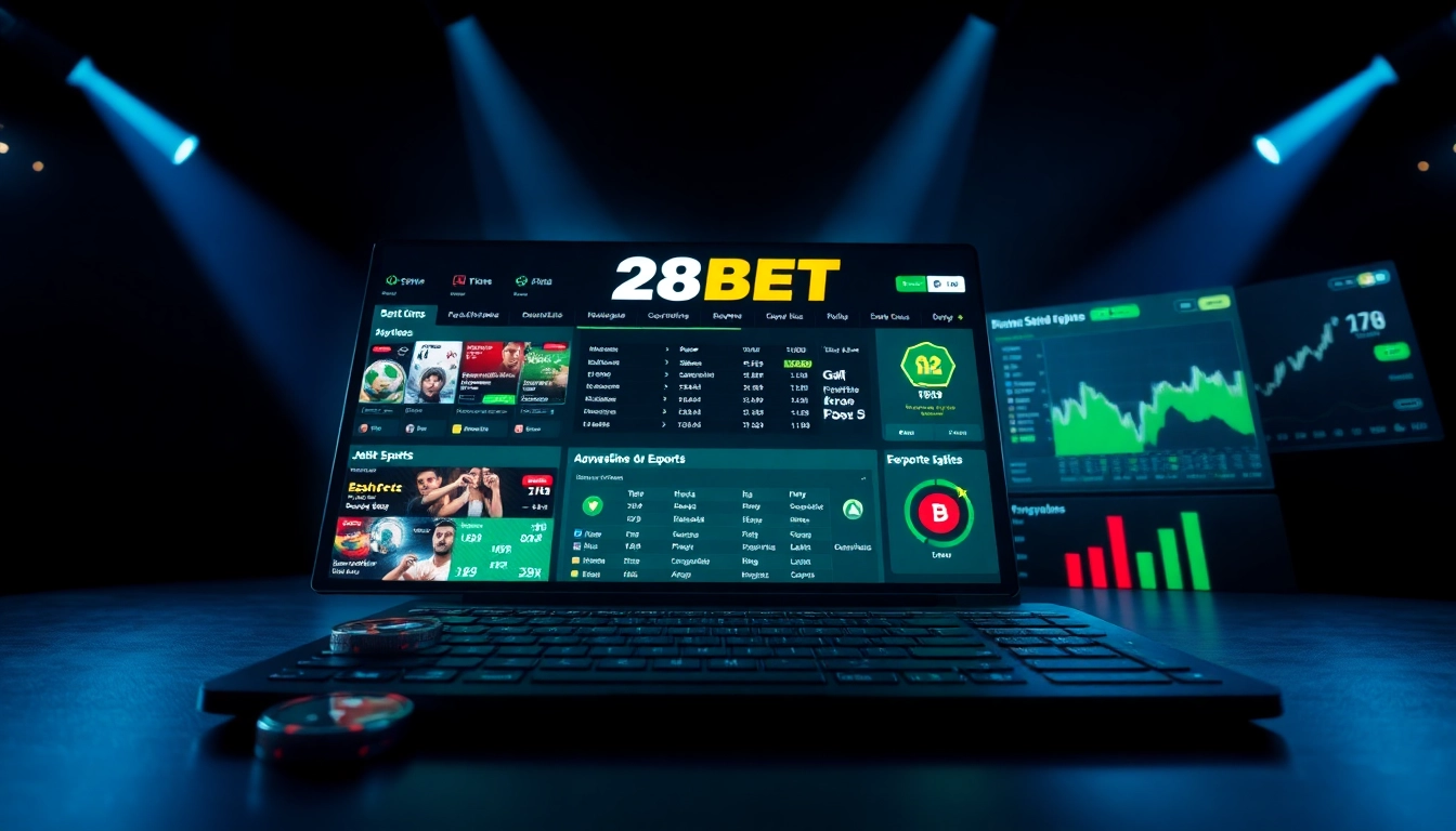 Interactive betting interface showcasing 28BET's features in a modern digital setting.