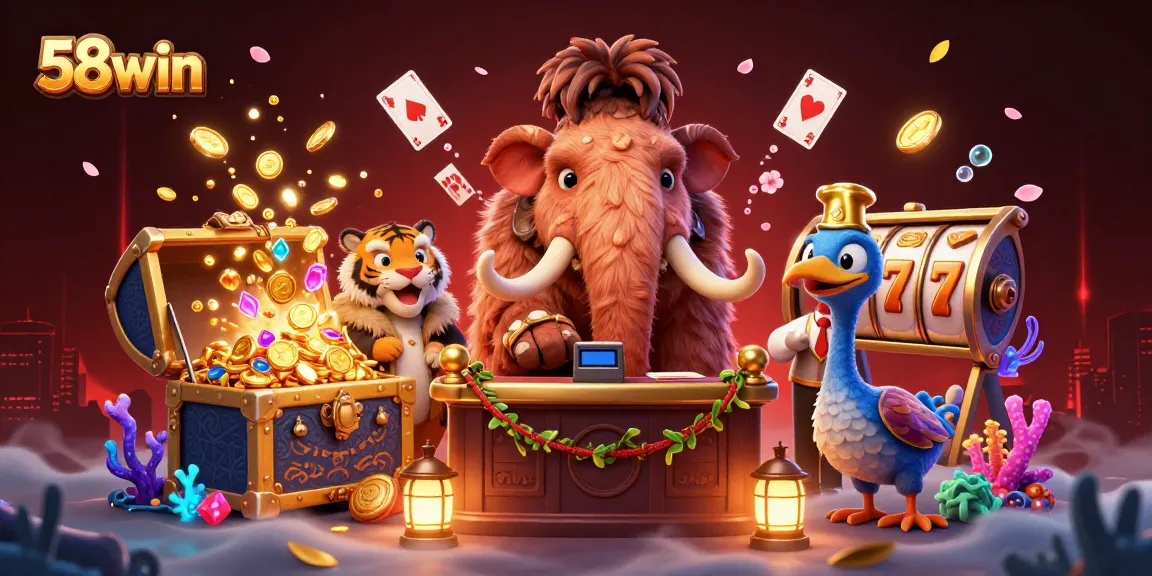 Experience the excitement of 58win with vibrant slots and engaging characters in a captivating casino scene.