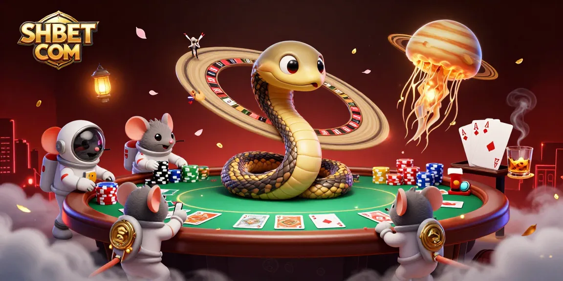Engage with the thrilling scene at SHBET COM, where astronaut mice bet in a cosmic casino.