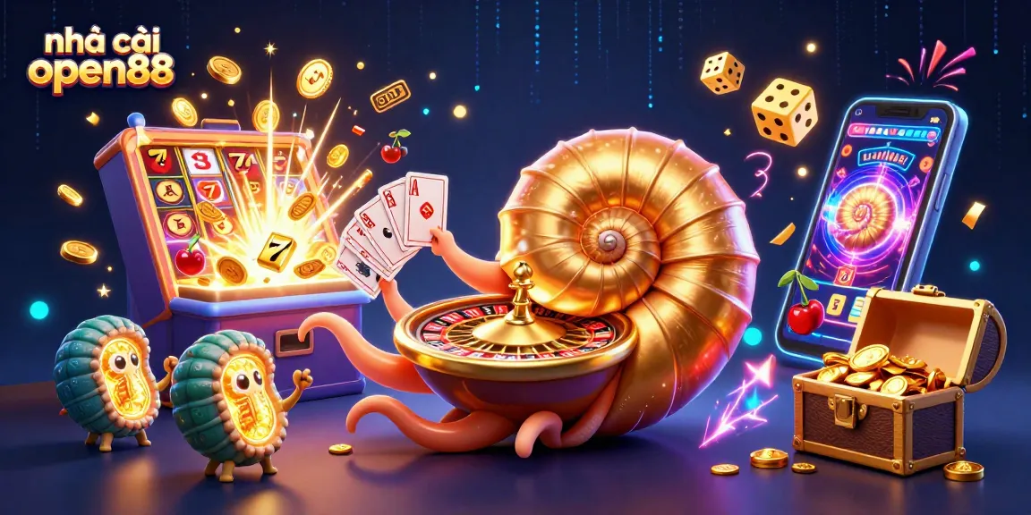 Experience thrilling gameplay at nhà cái open88 with vibrant casino elements exploding in this dynamic illustration.