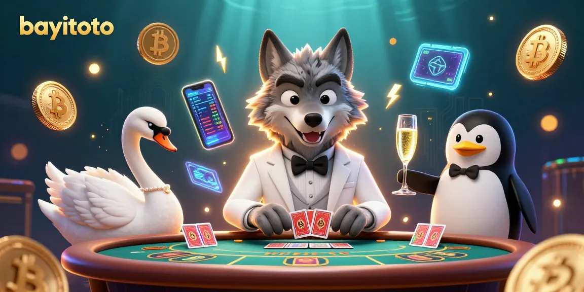 Experience the thrill of bayitoto with animated casino characters at a vibrant baccarat game.