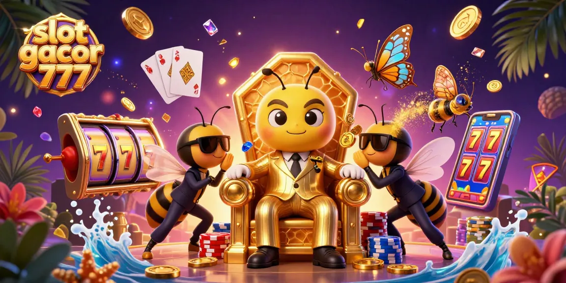 Experience the thrill of slot gacor 777 in a vibrant casino scene filled with golden coins and winning combinations.