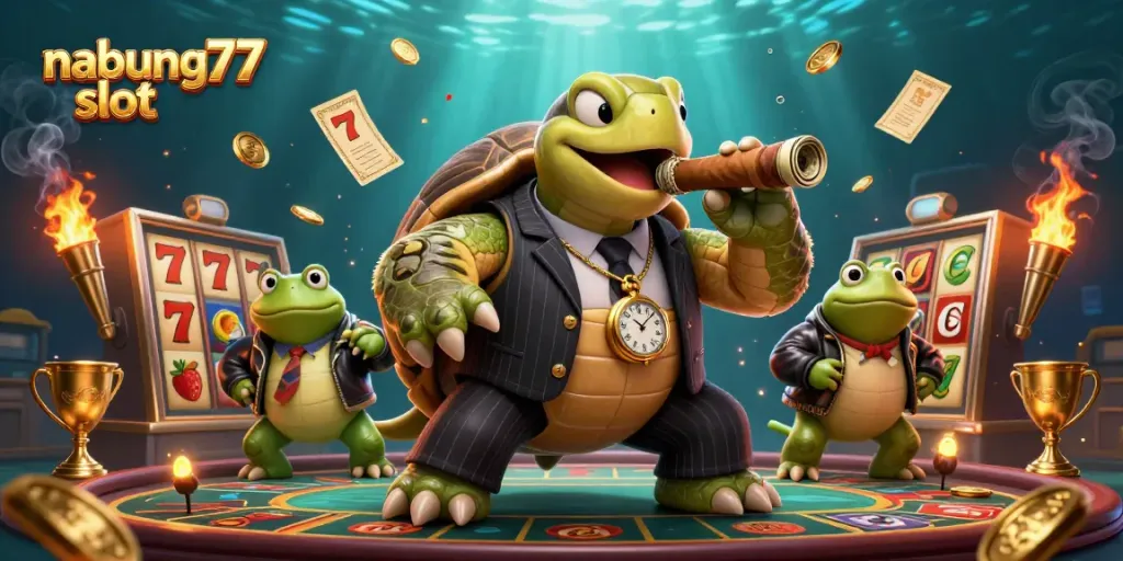 Experience the thrill of nabung77 slot with dynamic casino elements and vibrant characters.