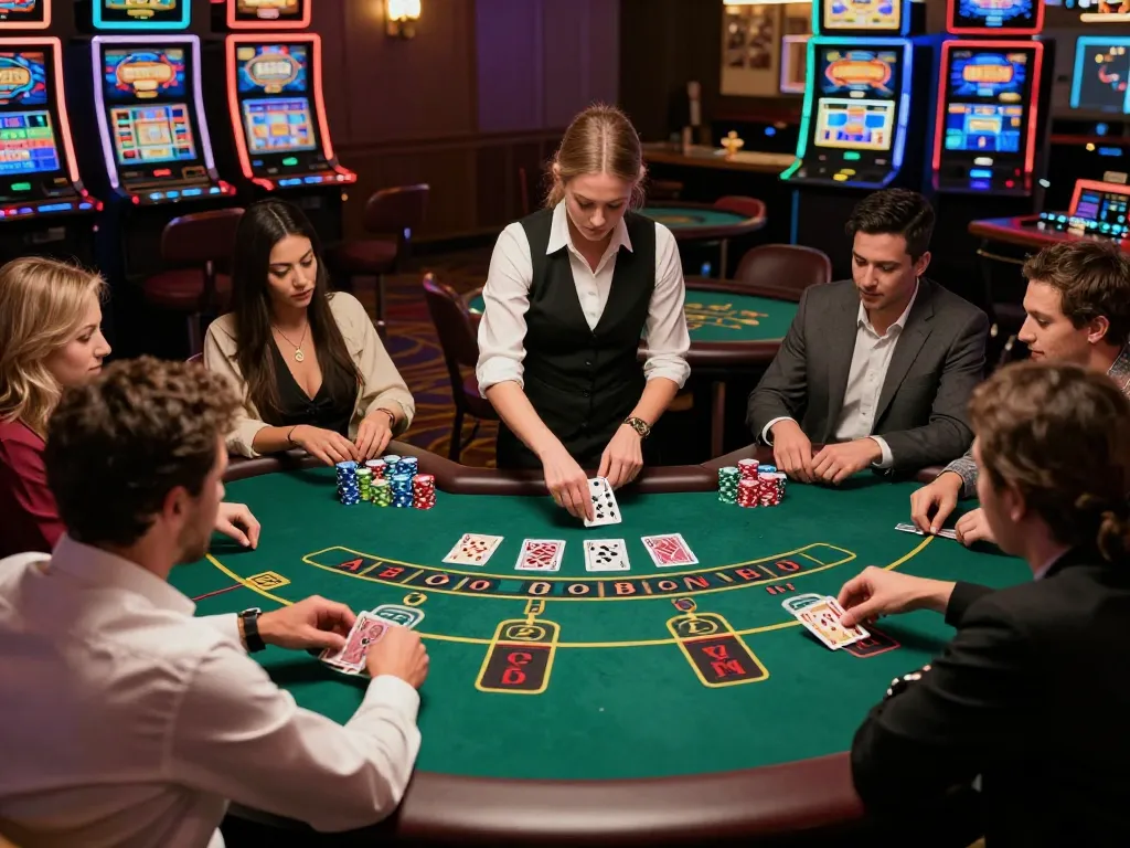 Join the excitement of blackjack gameplay at a vibrant casino while seeking your link fly88.