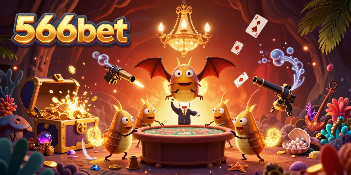 Experience the excitement of 566bet with vibrant glowworms lighting a dynamic casino scene.