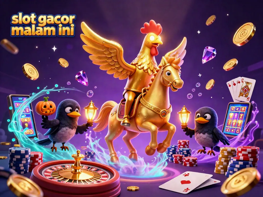 Bermain slot gacor malam ini dengan karakter mengesankan di kasino dengan koin emas berkilauan.