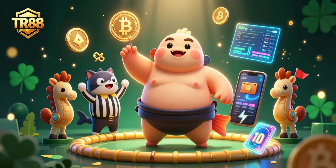 Experience TR88 excitement in a vibrant underwater casino with a puffed-up fugu and dynamic gameplay elements.