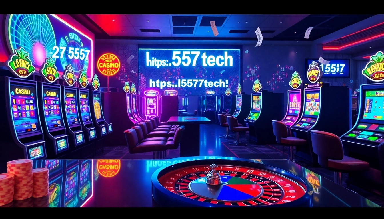 Players enjoying high-stakes action at https://l567.tech/ with vibrant slot machines and roulette.