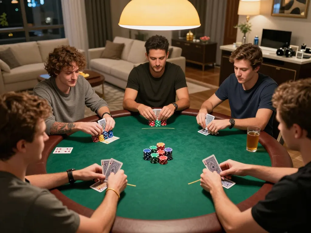 Engaged players at 789F poker night, showcasing strategic gameplay and social bonding atmosphere.