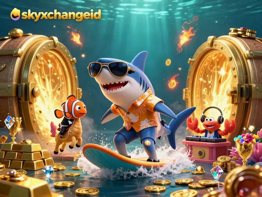 Experience thrilling gaming with skyxchangeid in a vibrant 3D underwater casino scene.