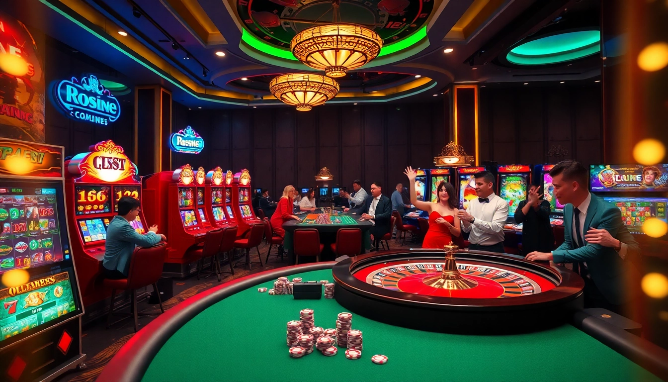 Exciting gaming action at nhà cái bl555 casino, showcasing vibrant slots and roulette.