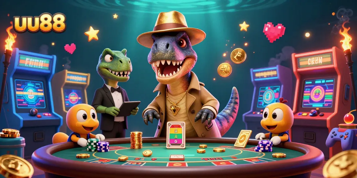 Engage in exhilarating gameplay at uu88 while cartoon dinosaurs add thrill to the blackjack table.