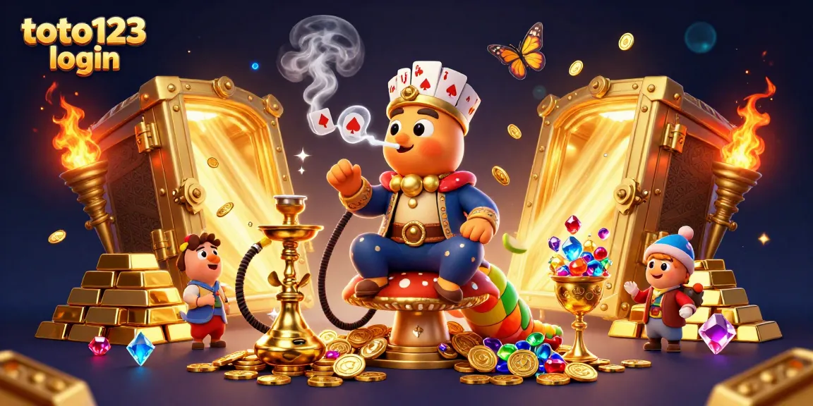 Experience dynamic gameplay with toto123 login, featuring a vibrant illustration of casino elements and a captivating character.