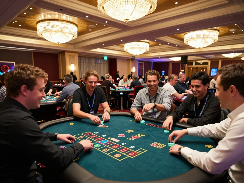 Engaged players experiencing the caricature Chatgpt trend in a vibrant casino atmosphere.
