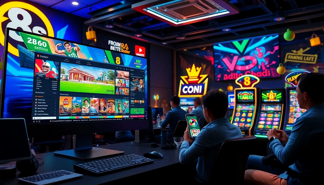 Exciting online gambling scene showcasing 8scom's vibrant gaming interface.