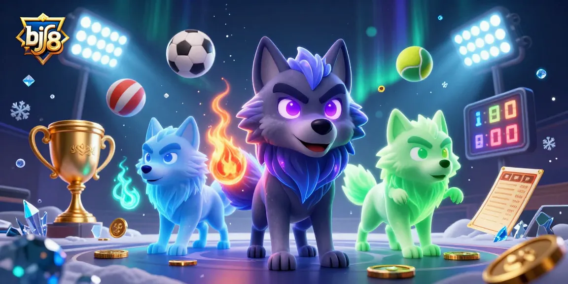 Play exciting games at bj 88 casino, featuring dynamic visuals with sports betting elements and ghostly wolves.