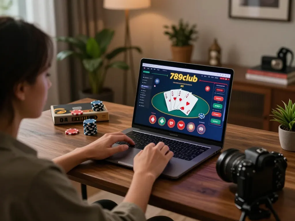 A player engaging with the 789club online casino interface on laptop, showcasing an immersive gaming experience.