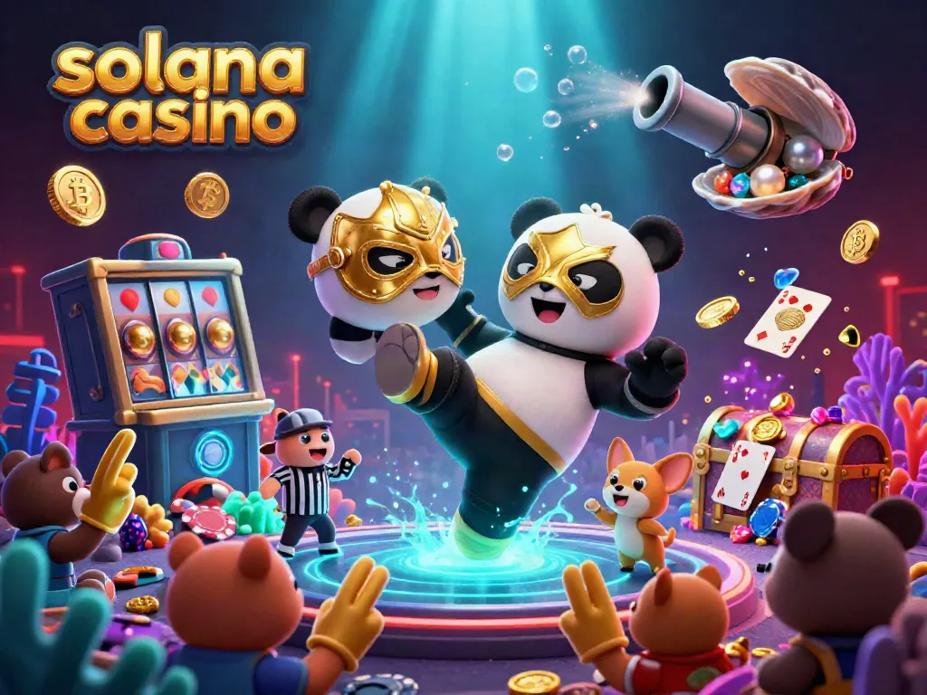 Engage with dynamic scenes in the Solana casino featuring varied gaming elements and a vibrant atmosphere.