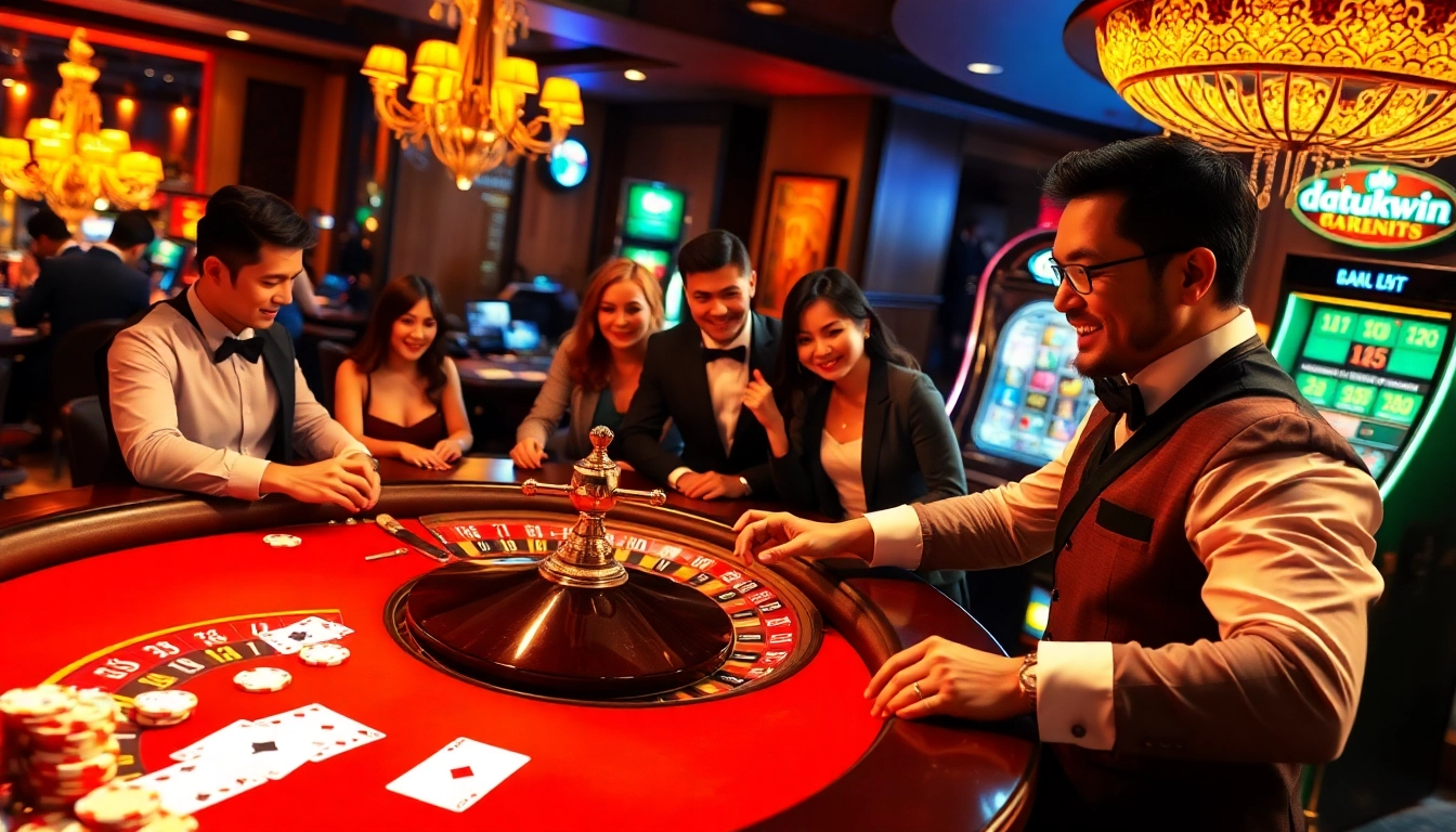 Petaruh menikmati pengalaman mereka dengan Datukwin di meja roulette kasino mewah.