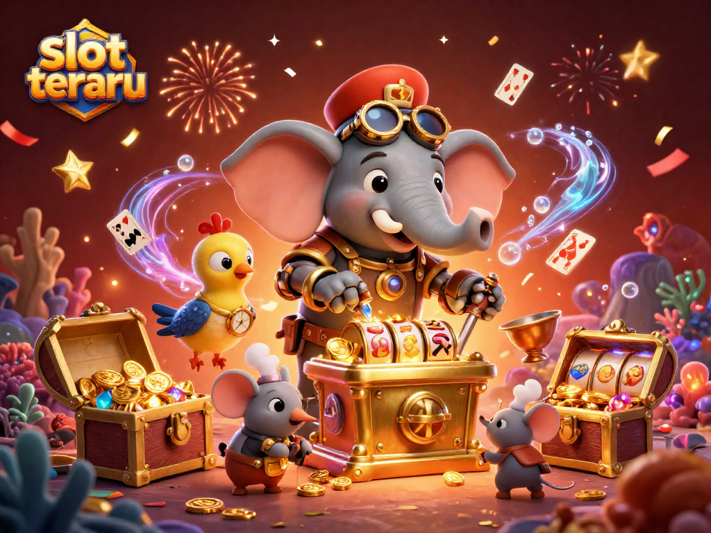 Spin and win with slot terbaru: a vibrant scene of steampunk characters and golden jackpots.