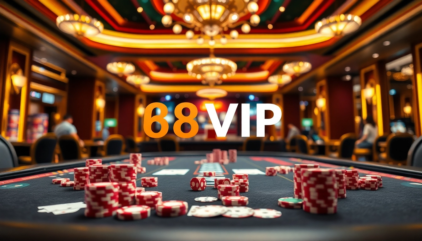 Experience the thrilling excitement of 68VIP at an upscale casino gaming table.