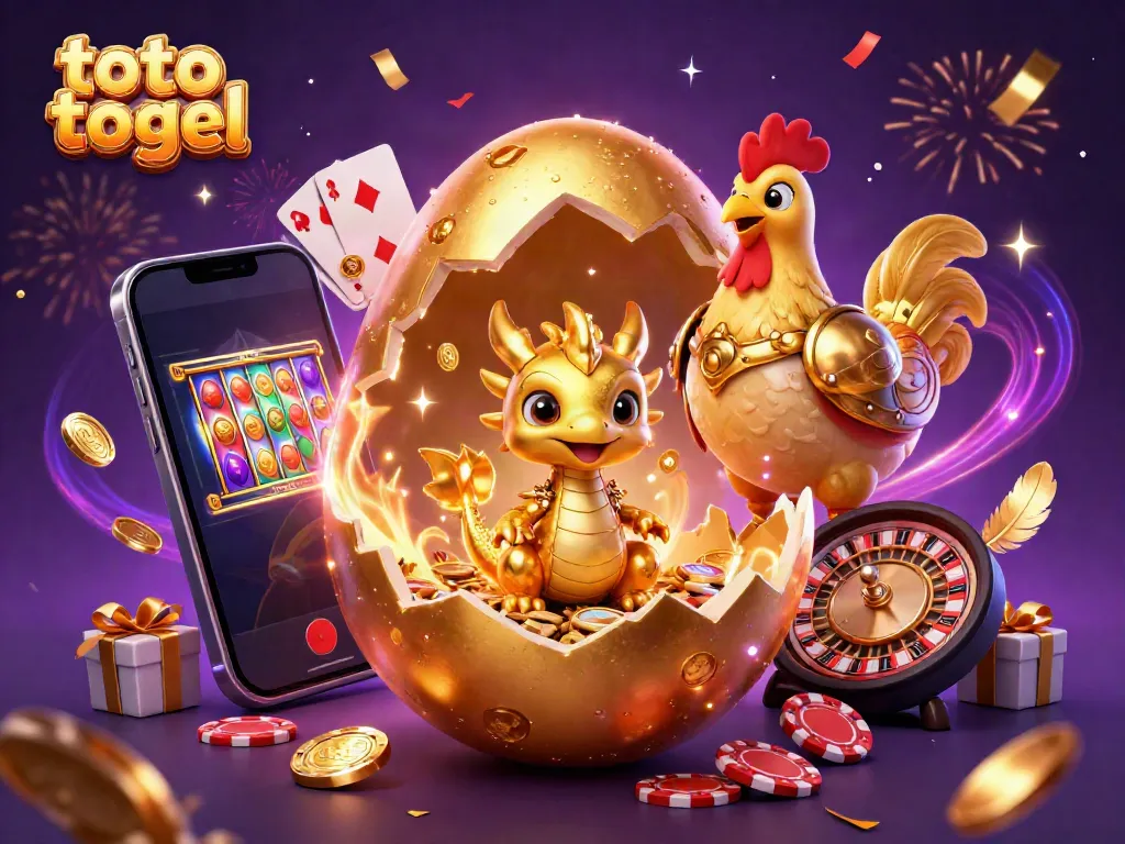 Experience thrilling gameplay with this vibrant illustration of toto togel featuring a crystalline dragon and gaming elements.