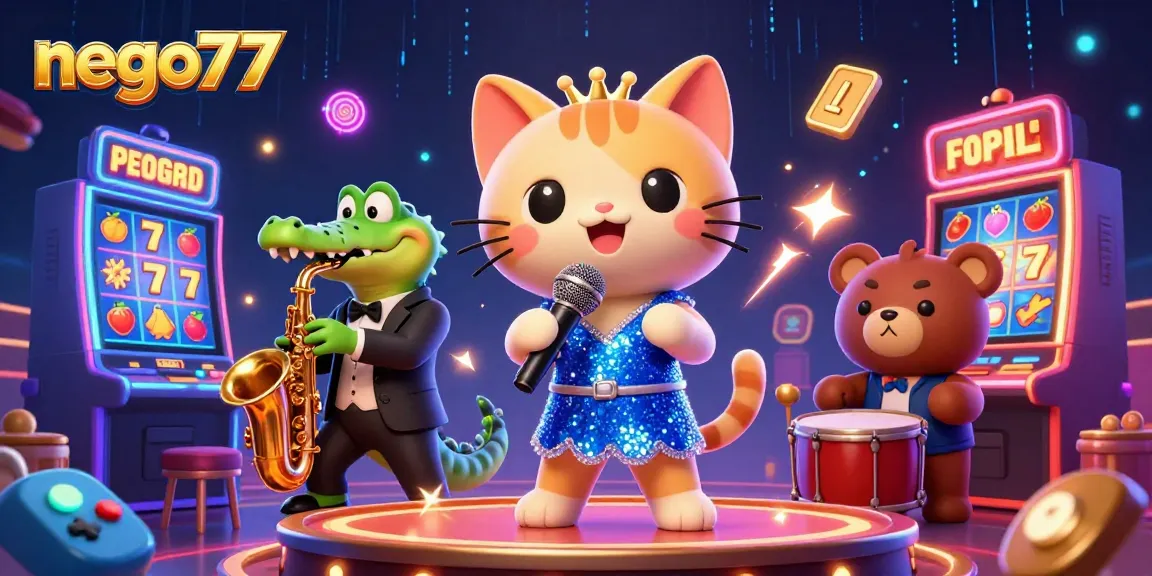 Engage with exciting slots at nego77, featuring vibrant characters and dynamic casino elements.