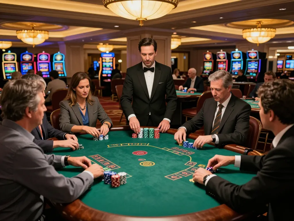 Players engaging in strategic blackjack at a prestigious casino with dash88 atmosphere.
