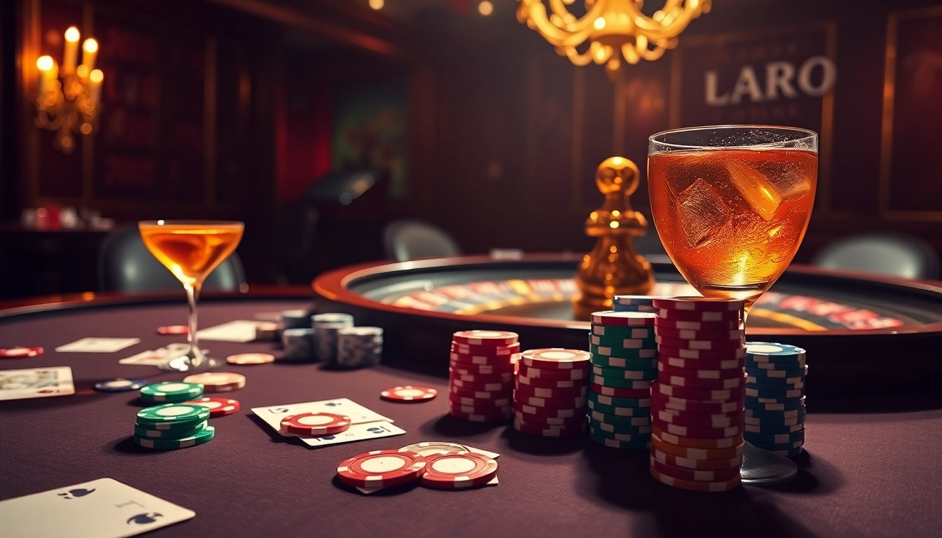 Engaging poker game at https://luck8r1.com, featuring chips and cards in an upscale casino setting.