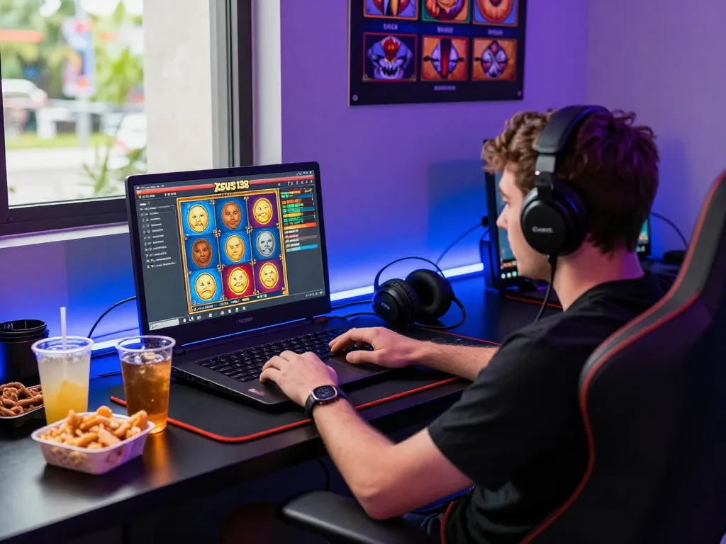 Engaged gamer using the Zeus138 platform for an exciting online gaming experience.