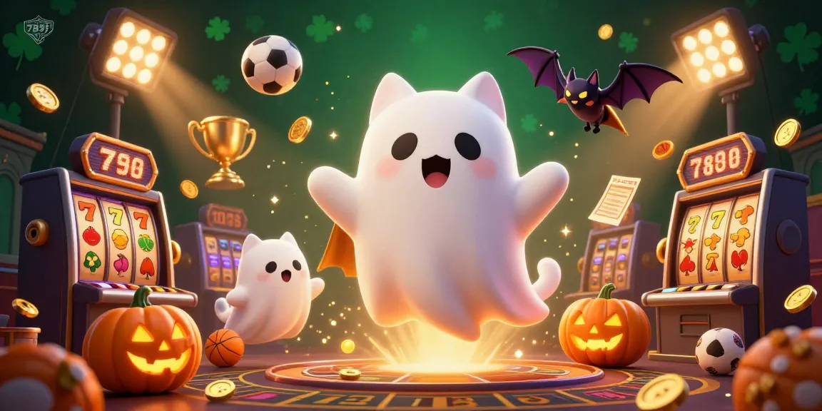 Experience gaming thrills with the 789f ghost cat in a vibrant haunted casino scene.