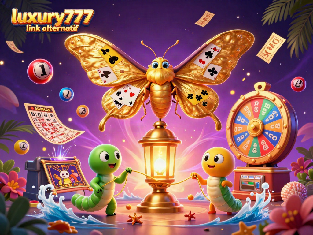 Menghadirkan pengalaman bermain dengan luxury777 link alternatif dalam ilustrasi kasino yang penuh warna dan energi.