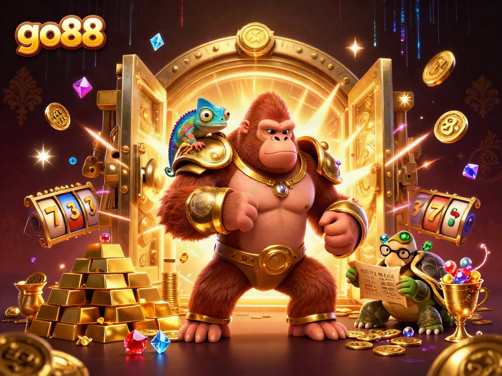 Unlock exciting jackpots and bonuses with go88's thrilling casino experience featuring vibrant 3D illustrations.