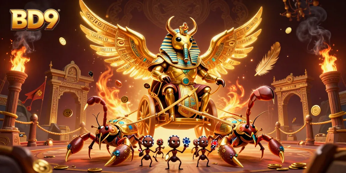 Engage with thrilling games at BD9 as the golden scarab beetle leads an exciting adventure.