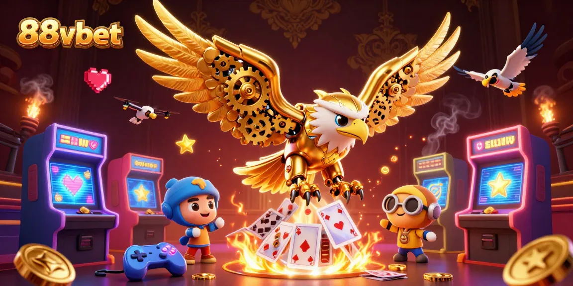 Experience thrilling wins at 88vbet with our dynamic 3D illustration featuring a golden eagle and vibrant casino elements.