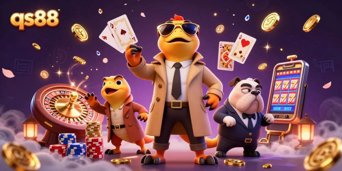 Experience the excitement of qs88 as three cartoon raptors in disguise enter a VIP casino.