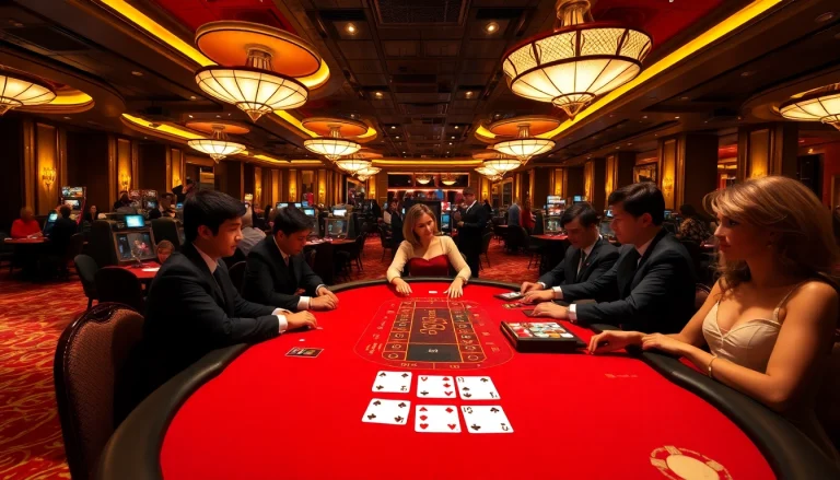 Experience an engaging game at a vibrant Blackjack Casino with players enjoying the thrill.