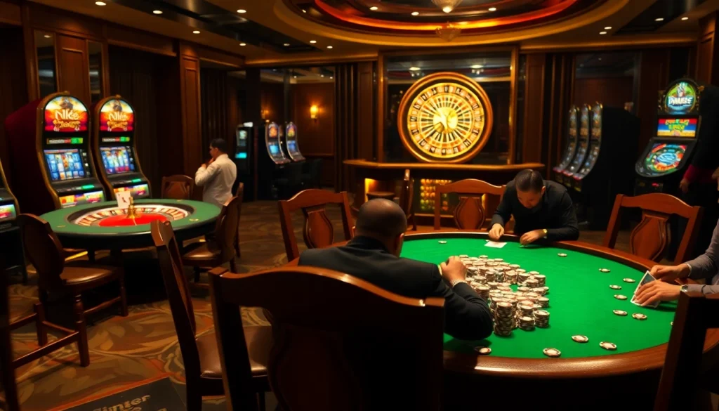 Experience high-stakes excitement as players engage in intense poker games at OK8386 casino.
